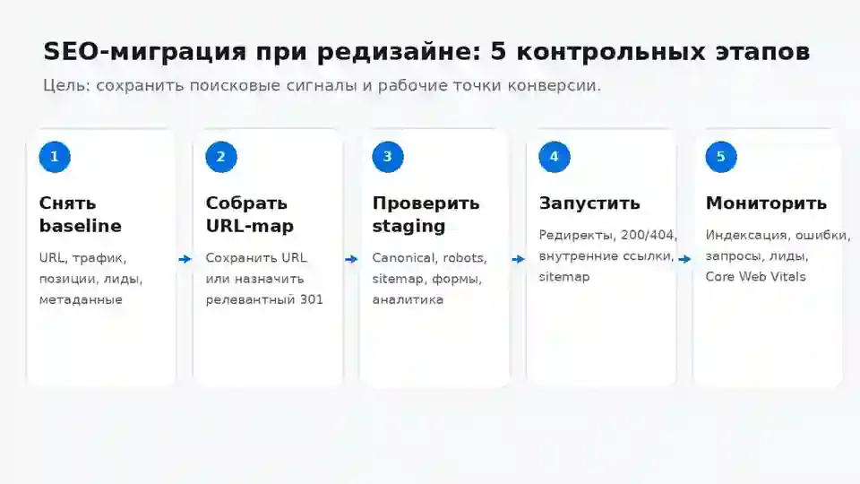 SEO-миграция при редизайне: пять контрольных этапов